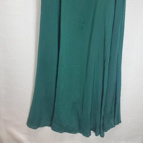 Modcloth Dress Womens XL Green Sleeveless Flare Satin Feel Ruffle Long - Picture 3 of 11